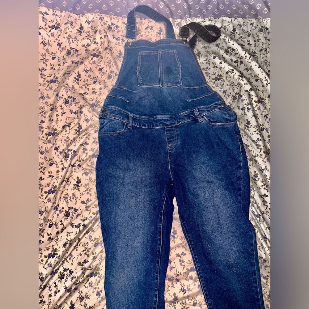Women's Maternity Blue Denim Overalls